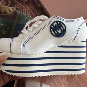 Miu Miu. Size 38. White and blue.